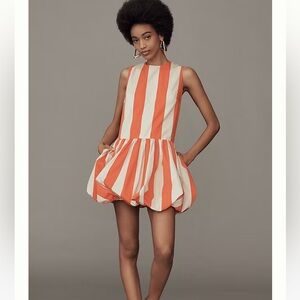 Striped Orange and White Bubble Hem Dress